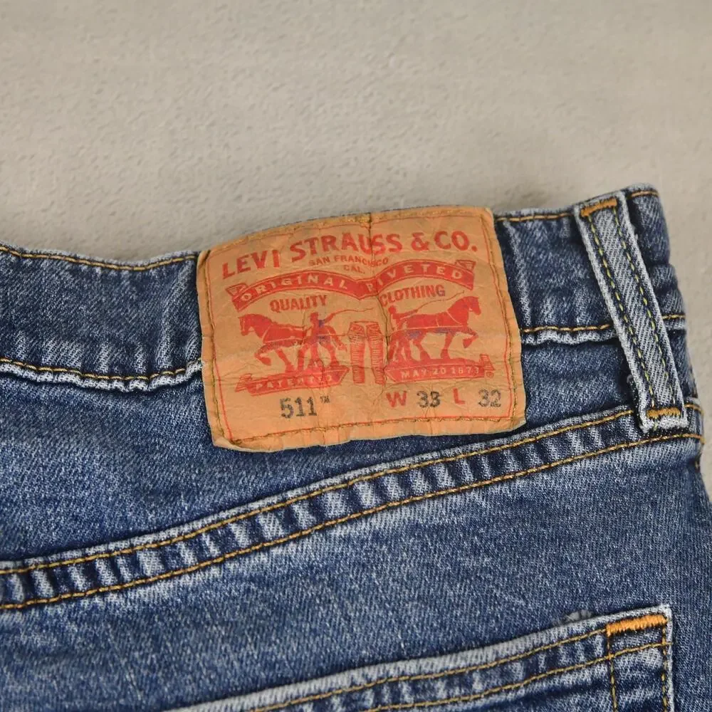 Levis Jeans 511 Mens 33x32 (30x30 Actual) Slim Blue Denim